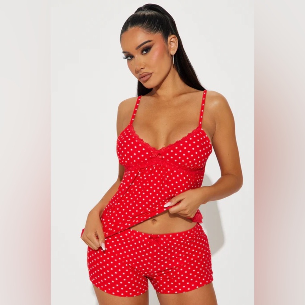 Fashion nova Endless Dreams PJ Short Set - Red/White